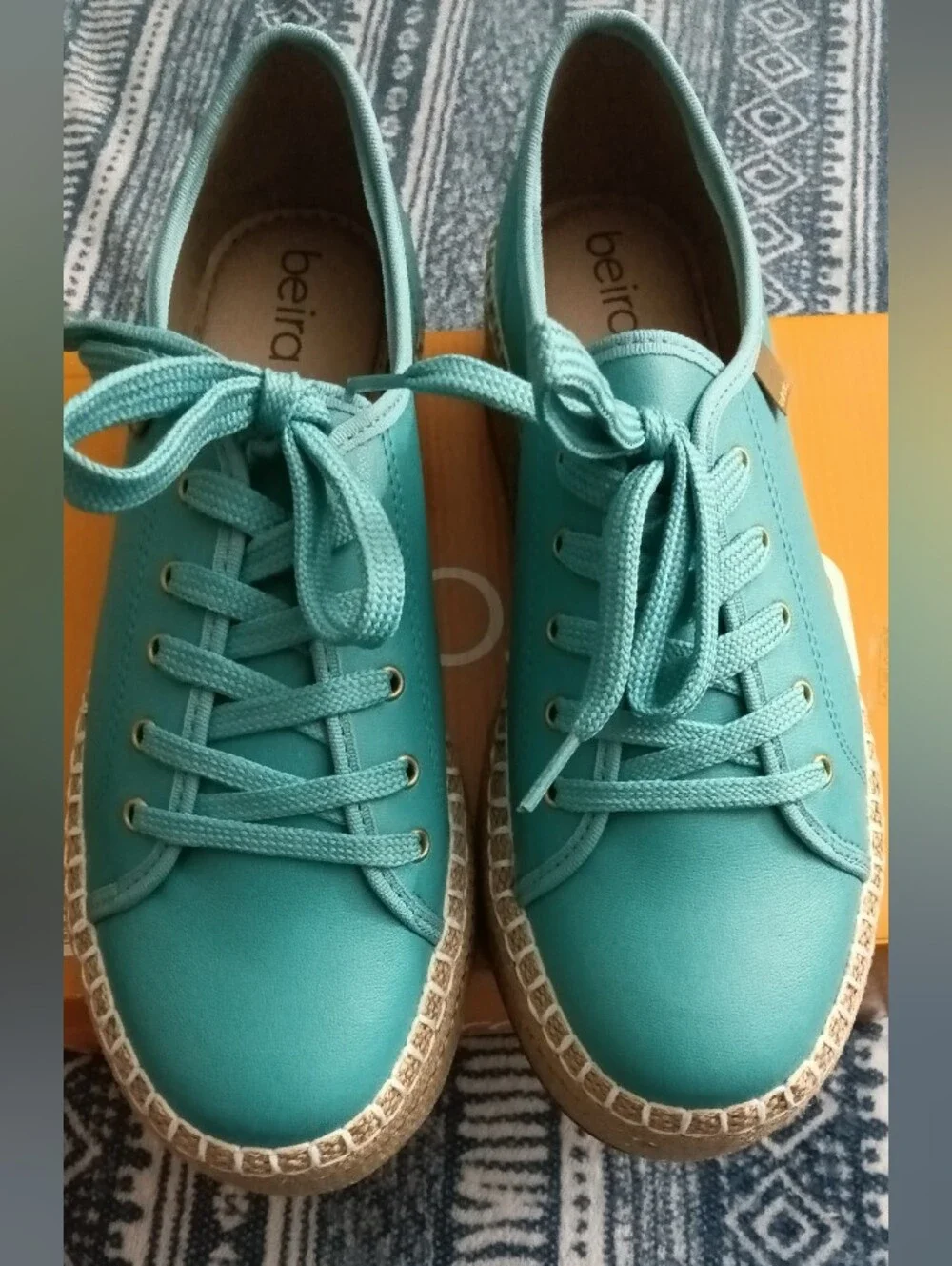 Casual Women's Turquoise Lace-Up Espadrille Sneakers